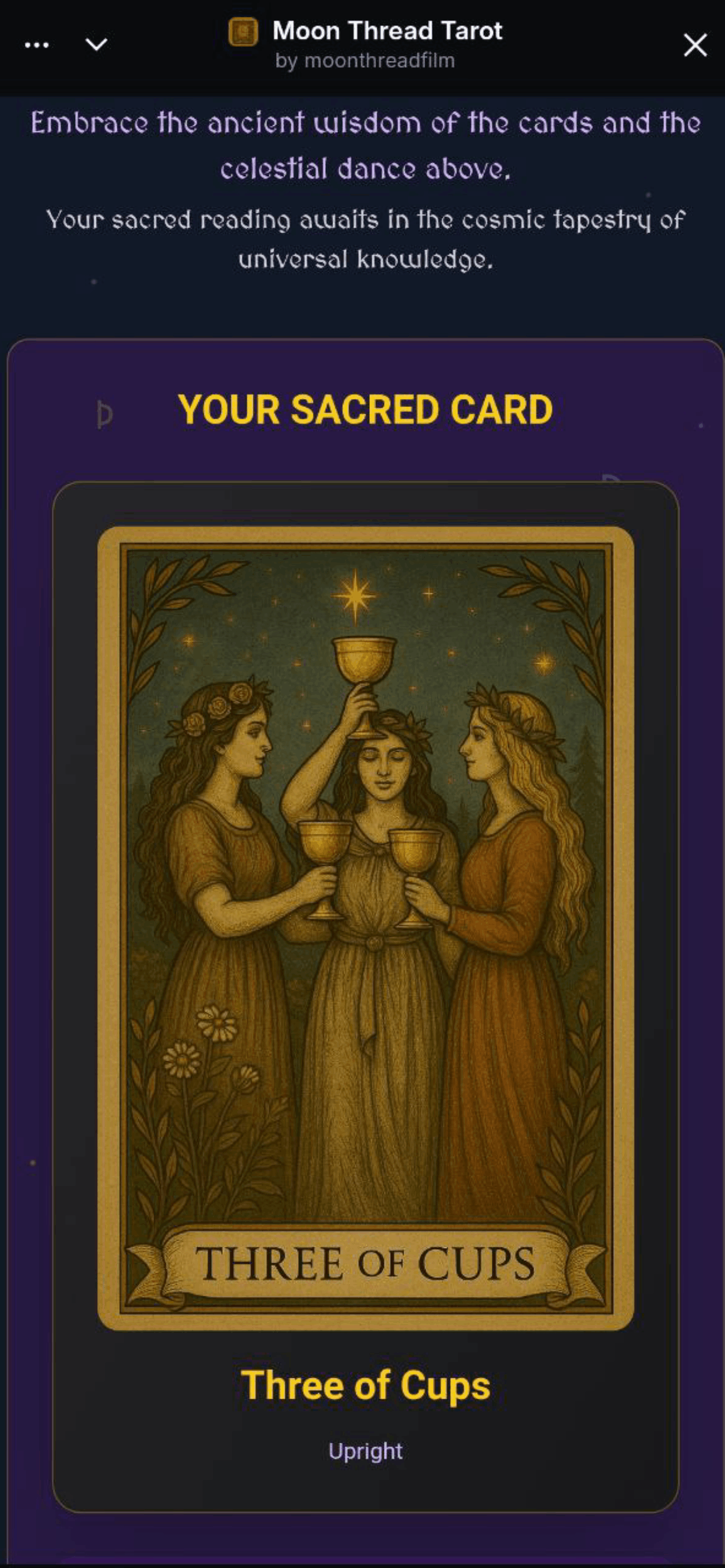 Moon Thread Tarot - Farcaster Mini Apps screenshot